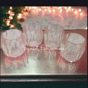 4pc RACHEL ZOE Pastel PINK ACRYLIC CRYSTAL TUMBLER Drink GLASS SET Christmas